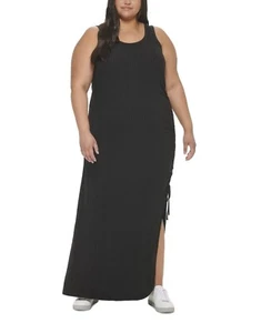 Calvin Klein Tank Maxi Dress 2X Plus Size Cinched-Side NWT Black - Picture 1 of 2