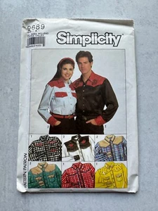 Simplicity Western Shirt Mens Womens 9689 XS S M L XL Unused FF - Picture 1 of 6