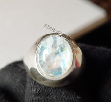 Blue Fire Rainbow Moonstone Gemstone,925 Sterling Silver,Gift Ring,All Ring Size