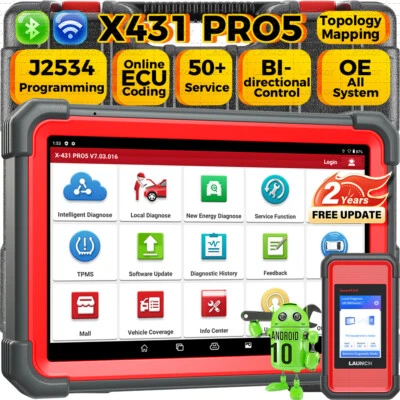 LAUNCH X431 PRO 5 Elite Car OBD2 Diagnostic Tool J2534 Programming ECU Key CODING - Image 1 of 4