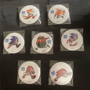 Sonic the Hedgehog Can Badge Collection All 7 types complete set Japan SEGA NEW - Picture 1 of 2