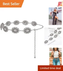 Women Metal Chain Belt Adjustable Boho Strap For Jeans Dresses Waist Accessories - Picture 1 of 7
