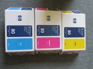 3 Stück HP Tintenpatrone Nr. 80 Patrone yellow,magenta, cyan MDH abgelaufen - Bild 1 von 2
