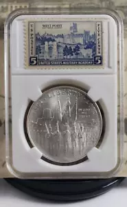 2002-W West Point Commemorative Silver Dollar with Vintage Stamps - Nice! W21 - Picture 1 of 8