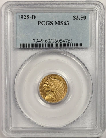 1925-D $2.5 PCGS MS 63 Indian Head Gold Quarter Eagle Cover