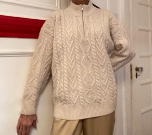 LAUREN RALPH LAUREN 1/4 Zip Neck Ivory Sweater Cashmere Blend New 2XL Pull SC308 - Picture 1 of 15
