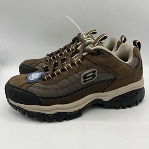 Skechers Mens Energy Downforce Brown Leather Casual Shoes Sneakers Size 7 Wide - Picture 1 of 8