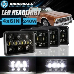 For Chevrolet Impala 1977-1985 4PCS 4x6" LED Headlights Hi-Lo Sealed Beam Lamp - Imagen 1 de 12