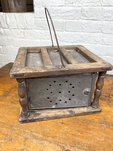 19thC. Wood & Tin Foot Warmer, Original Country Primitive, Winter Prop Display - Picture 1 of 16