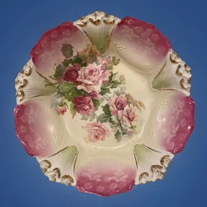 Antica ciotola rosa R S PRUSSIA con rose, stampo #23, 10” x 3”, rara - Foto 1 di 13