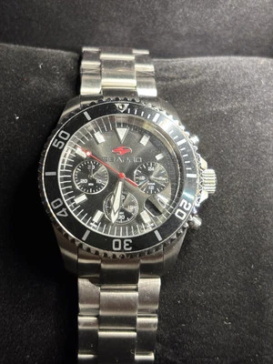 Seapro Men’s Quartz Black Dial Watch Metal Band - Image 1 of 4