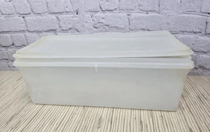 Vintage Tupperware Jumbo Bread Keeper Storage Box Container Sheer Clear STAINED - Picture 1 of 15