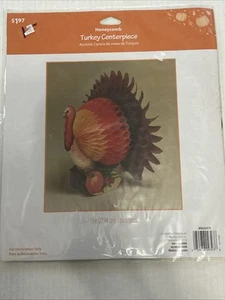 Vintage Diecut Turkey Centerpiece Honeycomb Tissue Autumn Fall Decoration - Picture 1 of 3