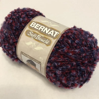 全新 Bernat Soft Boucle Yarn Royalty Shades #224769 紫色/红色 5 盎司 5-Bulky — 第 1/4 张图片