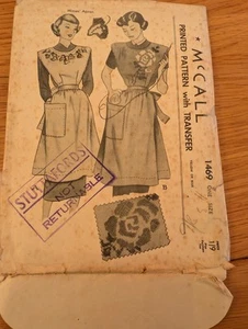 Vintage Sewing Patterns McCall Apron With Transfers 1940s50s - Picture 1 of 4