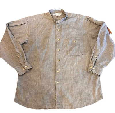 Vintage Perry Ellis Portfolio Shirt Long Sleeve Woven Retro Gray 70s Mens 16.5 - Image 1 of 4