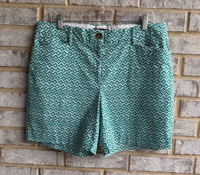 Pantalones Cortos Chinos Lands' End Geométricos Verde/Blanco Tiro Medio Mezcla Algodón Talla 14 Foto 1 de 4