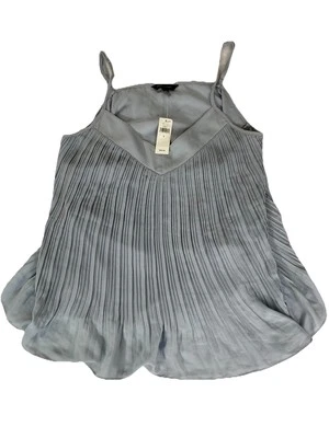 Banana Republic Tank Top Women’s Size Large Gray Pleated Boho Spaghetti Straps - Image 1 of 4