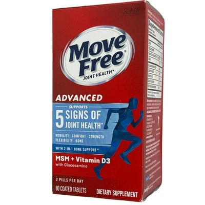 Move Free глюкозамин хондроитин MSM витамин D3 добавка для здоровья суставов 80 - Изображение 1 из 4