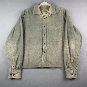 Vintage Cabela's Deerskin Soft Chamois Shirt Mens Large Tall Green Chore Flannel - Picture 1 of 6
