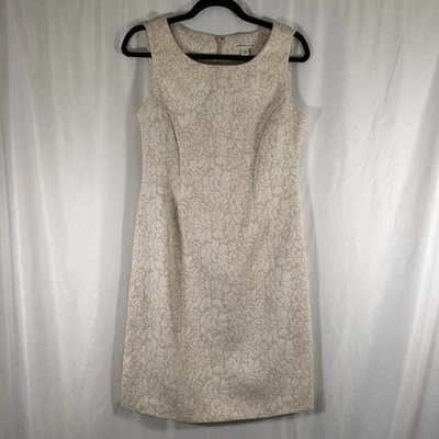 Coldwater Creek Knee Length Dress Women's 6 Beige Floral Zip Back Sleeveless - Image 1 of 4