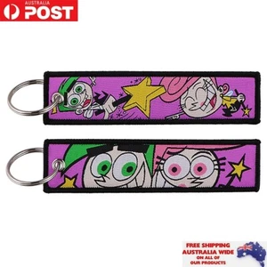 Cartoon The Fairly OddParents Keychain Keyring Double Sided Embroidered Key Tag - Picture 1 of 1