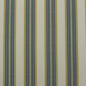 ROBERT ALLEN VILLA STRIPE SUNBLUE YELLOW LINEN UPHOLSTERY FABRIC BY YARD 55"W - Picture 1 of 5