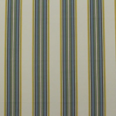 ROBERT ALLEN VILLA STRIPE SUNBLUE YELLOW LINEN UPHOLSTERY FABRIC BY YARD 55"W - Image 1 of 4