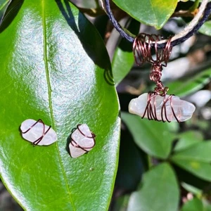 Handcrafted Raw Moonstone Earrings & Necklace Antique Copper Wire Detail - Picture 1 of 9