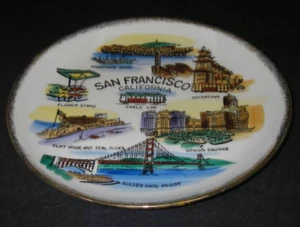 Vintage 1960s San Francisco CA Souvenir PLATE Gold Trim EFCCO Japan 10 1/2" - Bild 1 von 3