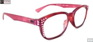Coral, Bling Reading Glasses For Women Adorned with European Crystals +1 TO 300 - Picture 1 of 3