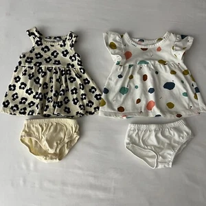 Okie Dokie 2 PC Sets (2) NB Baby Outfits Tops & Bloomers Capped Sleeves - Picture 1 of 6