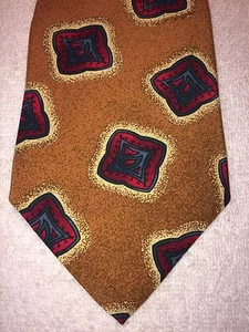 OSCAR DE LA RENTA MENS TIE BRONZE WITH RED AND BLUE 4 X 60 - Picture 1 of 4