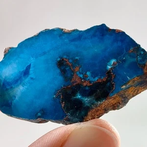 RARE High Grade Blue Shattuckite Slice Palmstone Crystal From Kaokoland, Namibia - Picture 1 of 10