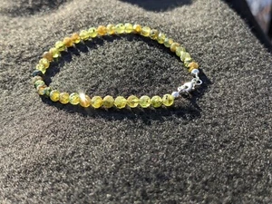 Genuine Natural Peridot Gemstone .925 Sterling Silver Bracelet Handmade 7-3/8" - Picture 1 of 6