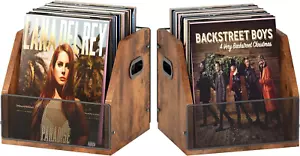 2-PK Vinyl Record Storage, Desktop LP Album Display Holder Box Holds 60 Records - Picture 1 of 9