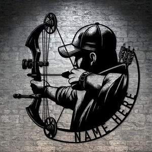 Personalized Bow Hunting Name Metal Sign. Custom Archery Wall Decor Gift - Picture 1 of 5