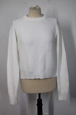 French Connection S White Cotton Seed Stitch Raglan Sleeve Pullover Sweater - Image 1 of 4