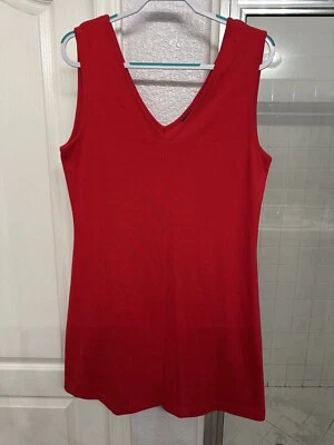 MODA INTERNATIONAL Women Red Sleeveless V-Neck & V-Back T-Shirt Dress, XL, NWOT - Image 1 of 4