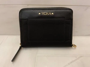 NEW Tumi Voyageur Nylon & Leather Tri-Fold Zip Around Wallet - BLACK w/ GOLD - Picture 1 of 12
