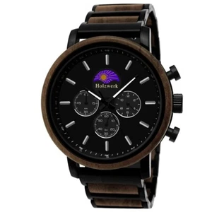 Madera BASSUM reloj de madera para hombre y mujer fase lunar cronógrafo en negro, marrón - Imagen 1 de 7