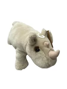 Ricky Rhino Stuffed Animal Rhinoceros Huggables Dakin NO Sound Plush 9" Creamy - Picture 1 of 15