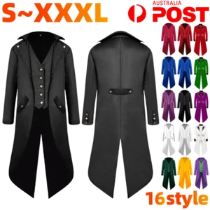 Tails Cosplay Costume Swallow Tailed Coat Men Tuxedo Suit Party Outfit Halloween - Picture 1 of 34