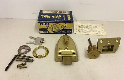 New In Box Vintage E-Z Set National Cylinder Door Latch Lock Brass Tumbler • 19.95$
