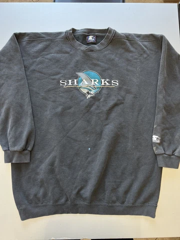 Vintage 90s Starter San Jose Sharks Faded NHL Sweatshirt Made In USA Sweater L Cover