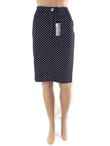 Gonna Ginocchio Donna Nero A Pois Dritto Tubo Made Italy It 44 W 30 L Large - Imagen 1 de 7