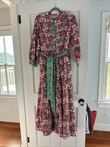 NWT BODEN Flo Midi MAXI Shirt DRESS Paisley Pink Green Red PRAIRIE Size 12 R - Picture 1 of 13