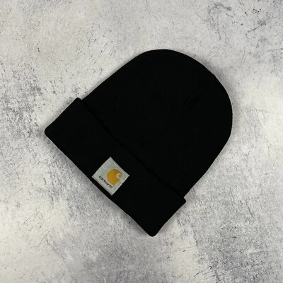 Vintage Carhartt Beanie Acrílico Hombre Sombrero Negro Talla Única 90’s Hip-H... - Imagen 1 de 4