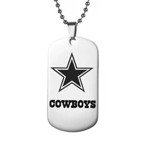 Dallas Cowboys Football Team Stainless Steel Pendant 20" Chain Necklace