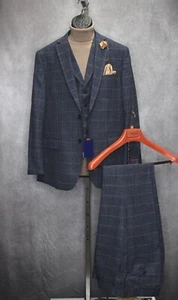 Traje formal para hombre 3 piezas azul con ventana bronceado de Giorgio Fiorelli G79690 - Imagen 1 de 8